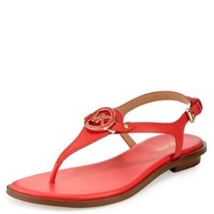 Michael Kors Red Flat Sandals MK Logo Slingback Women’s 6.5